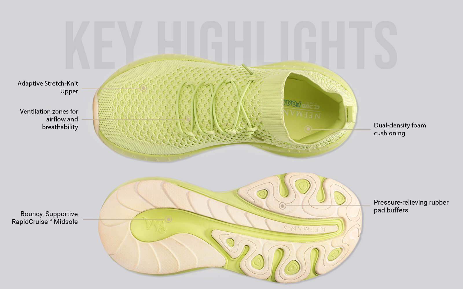 Begin Walk Soothe Lace Ups for Women : Lime