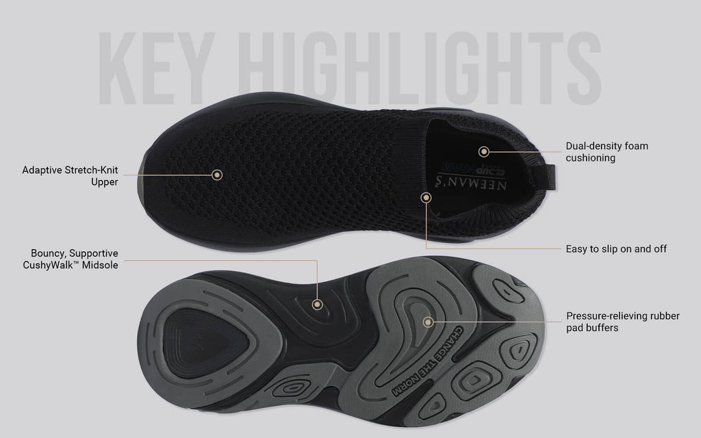 Begin Walk Soothe Slip Ons for Men : Black