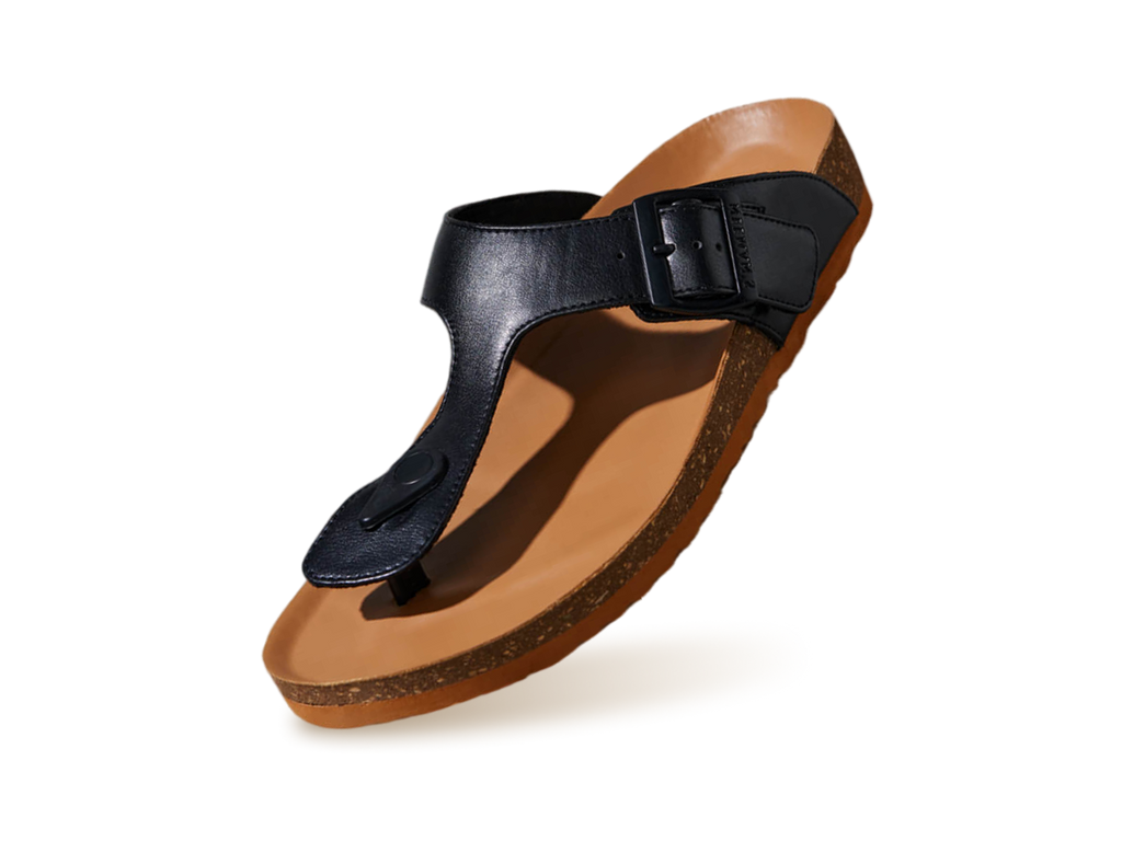 Cork Thong Sandals : Black-Tan