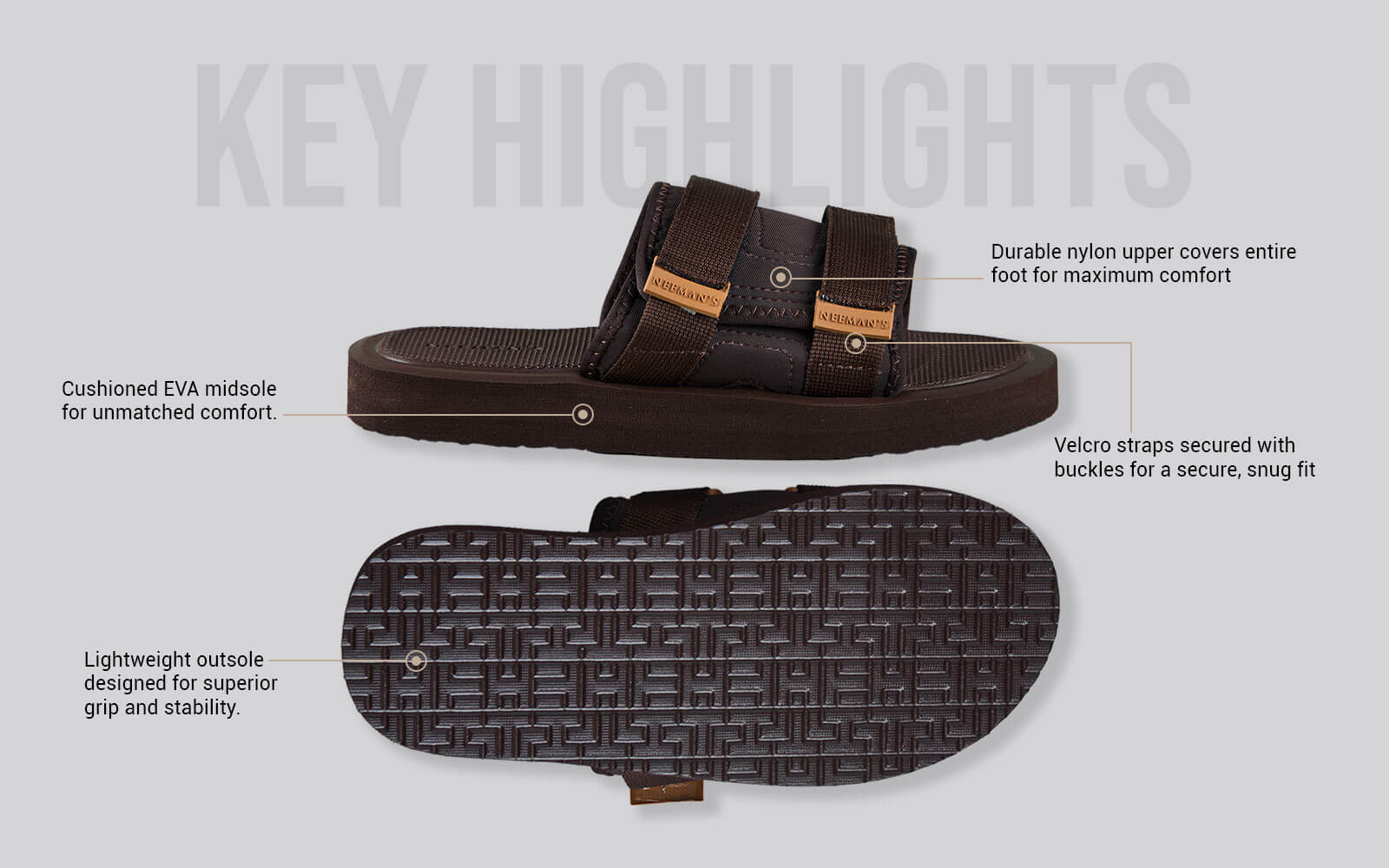 Breezy Fluff Sandals : Brown