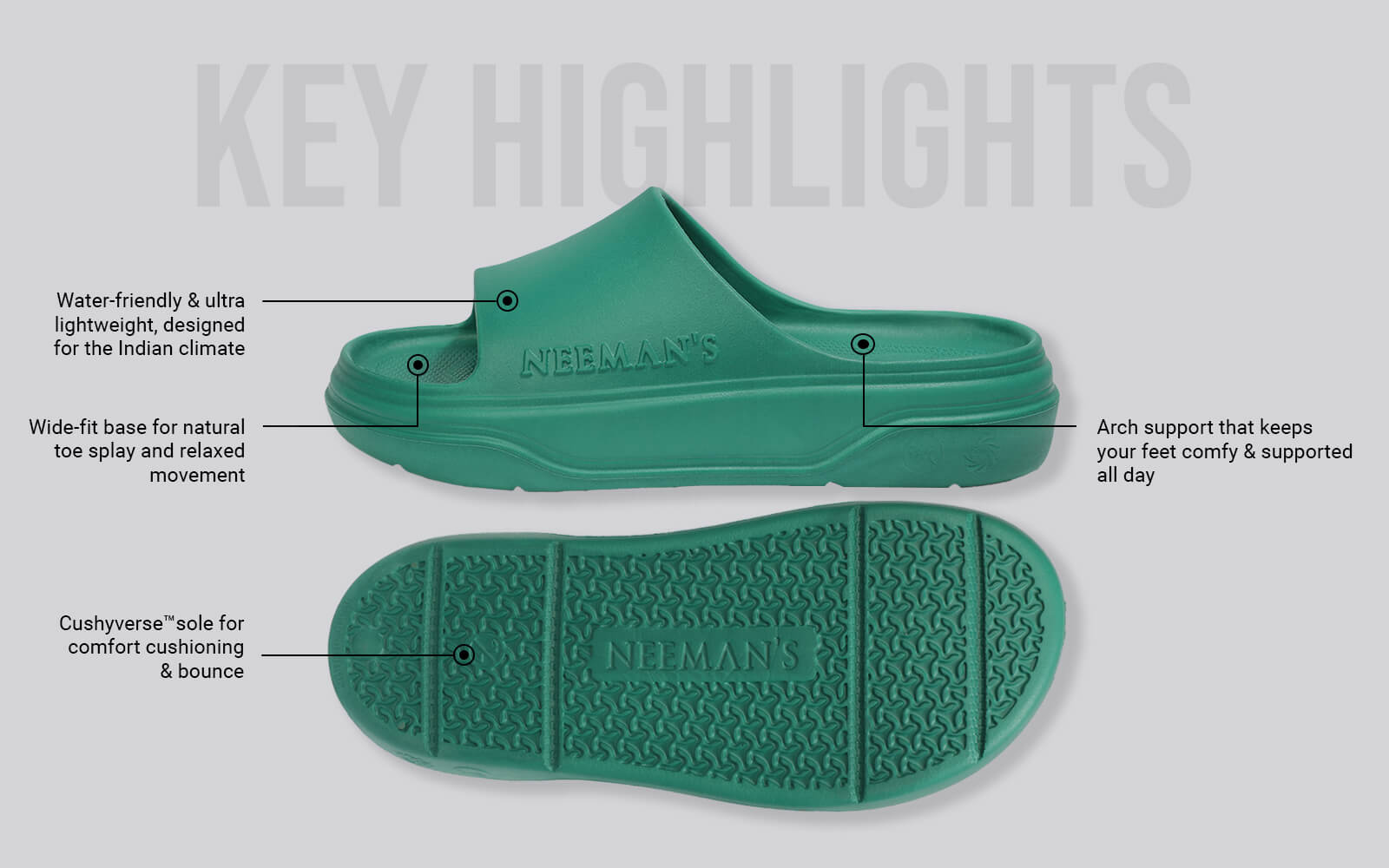 Cushers Slides For Women : Pepper Green