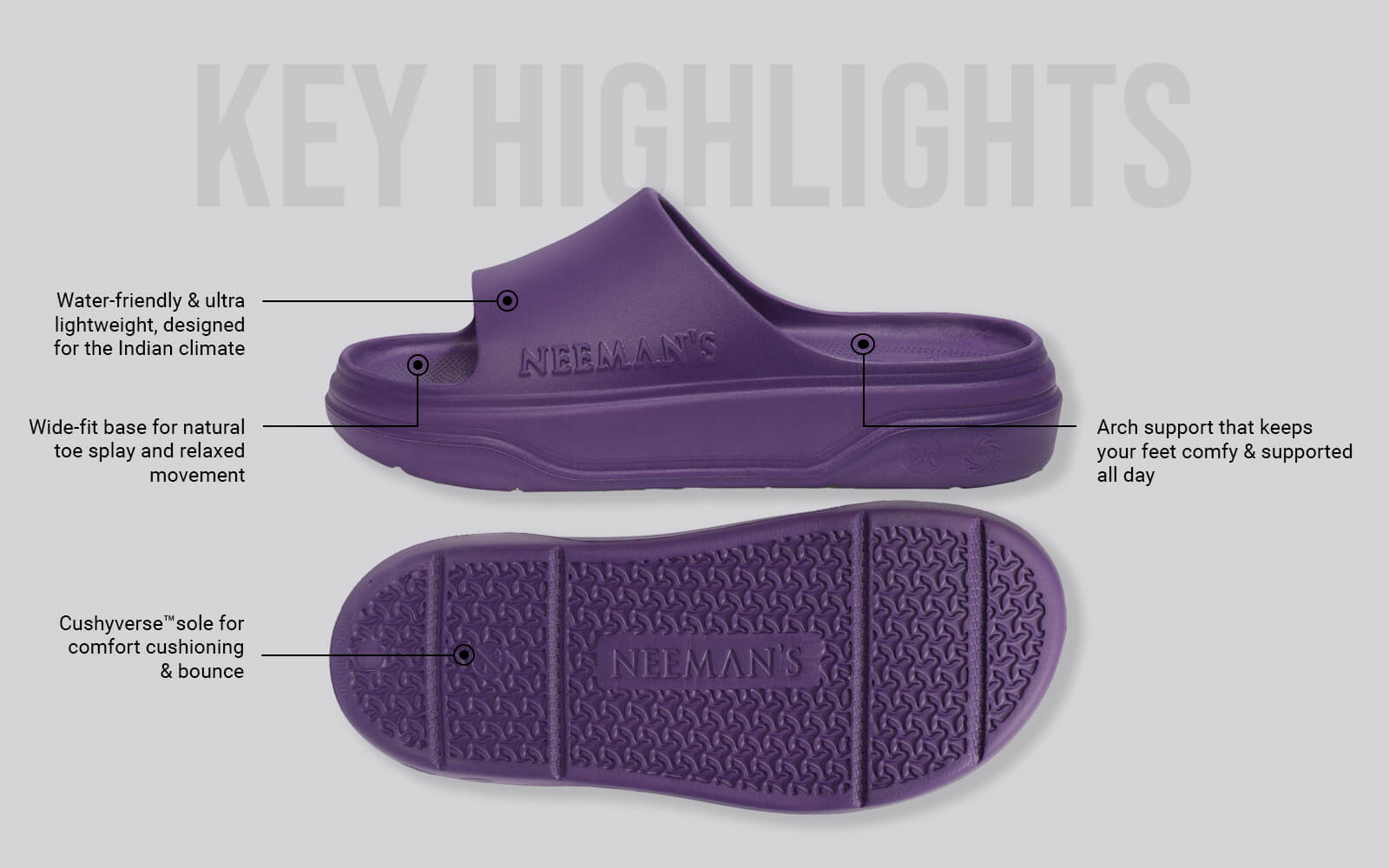 Cushers Slides For Men : Pansy Purple