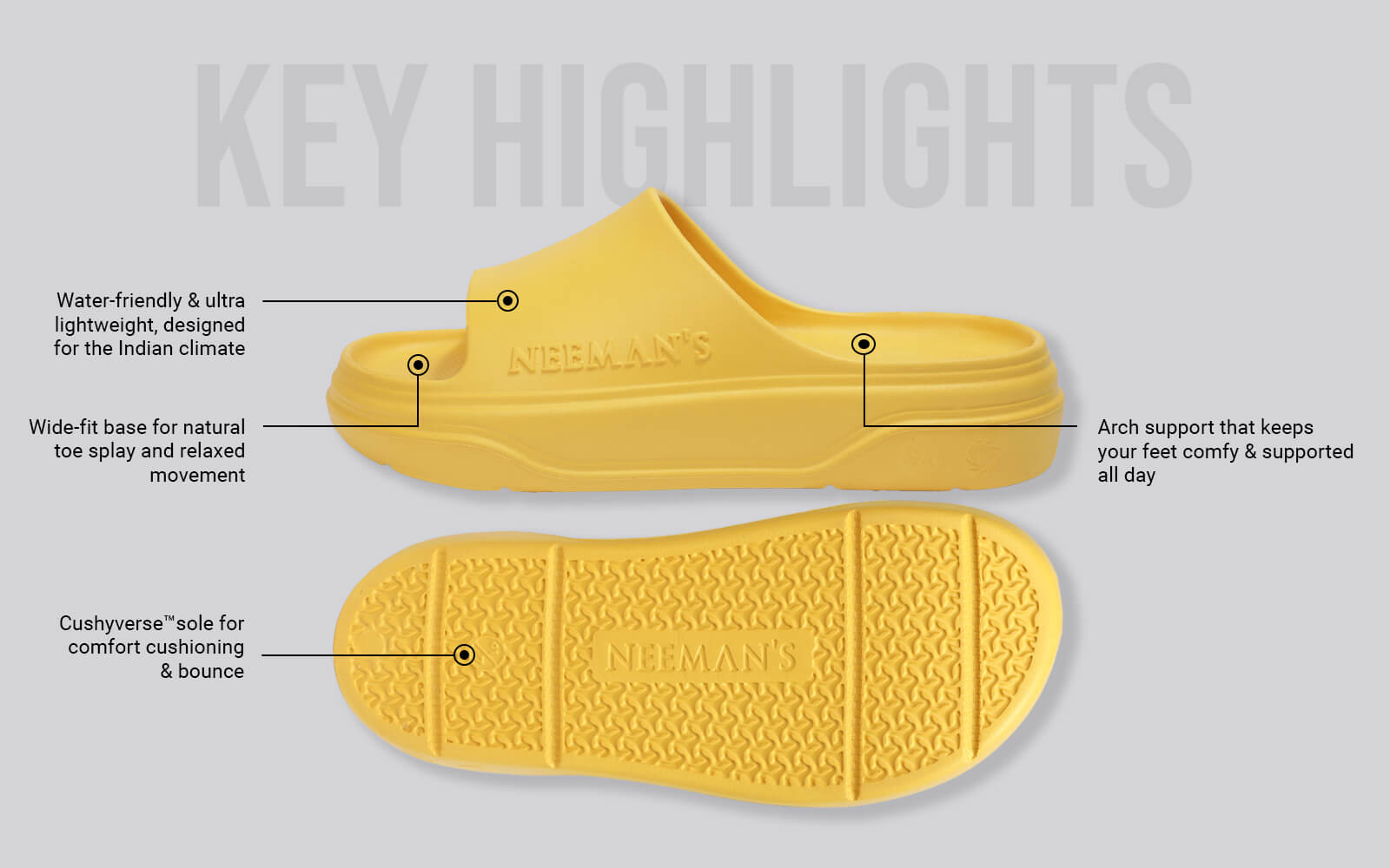 Cushers Slides For Men : Yellow