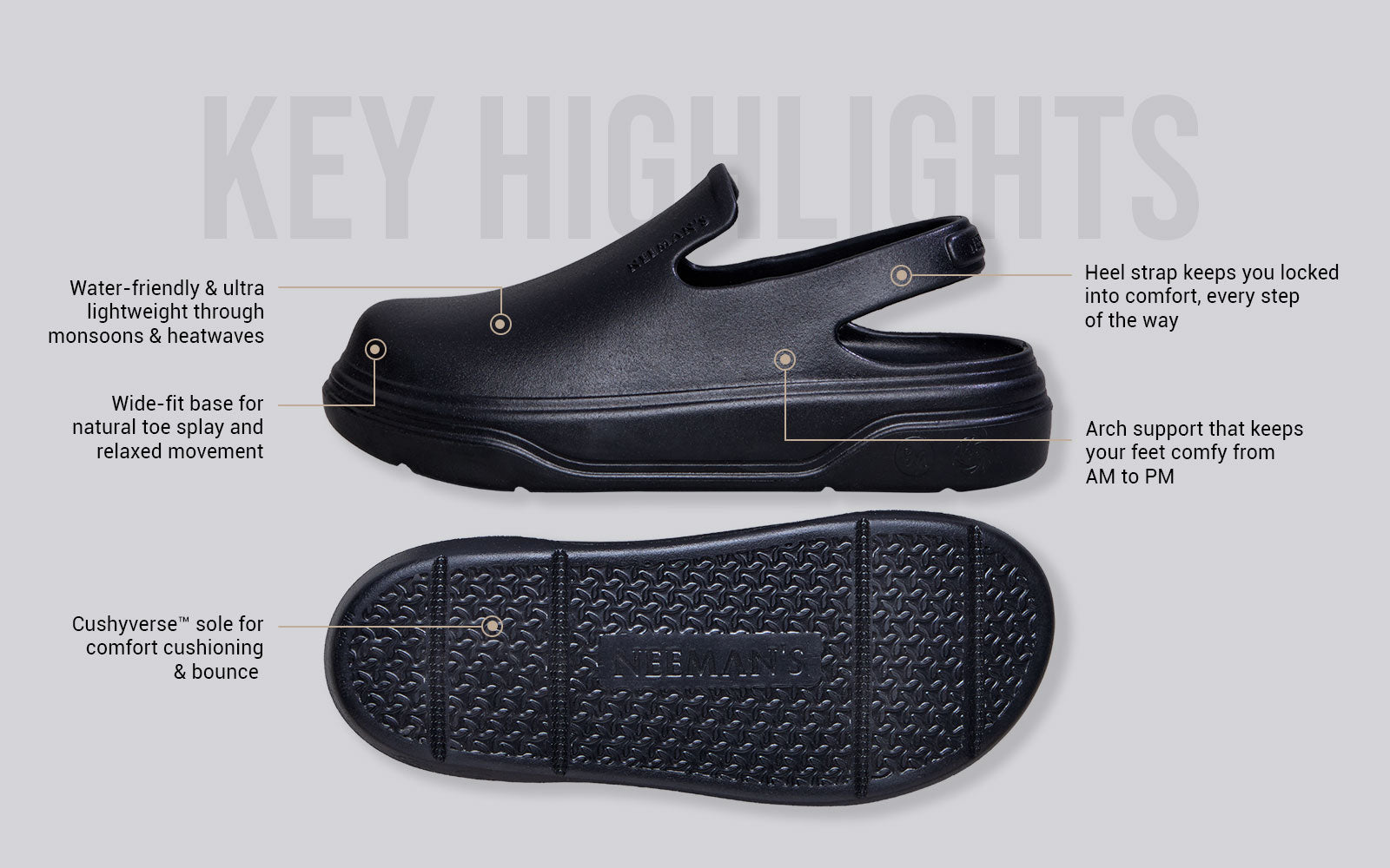 Cushers Clogs For Men : Black