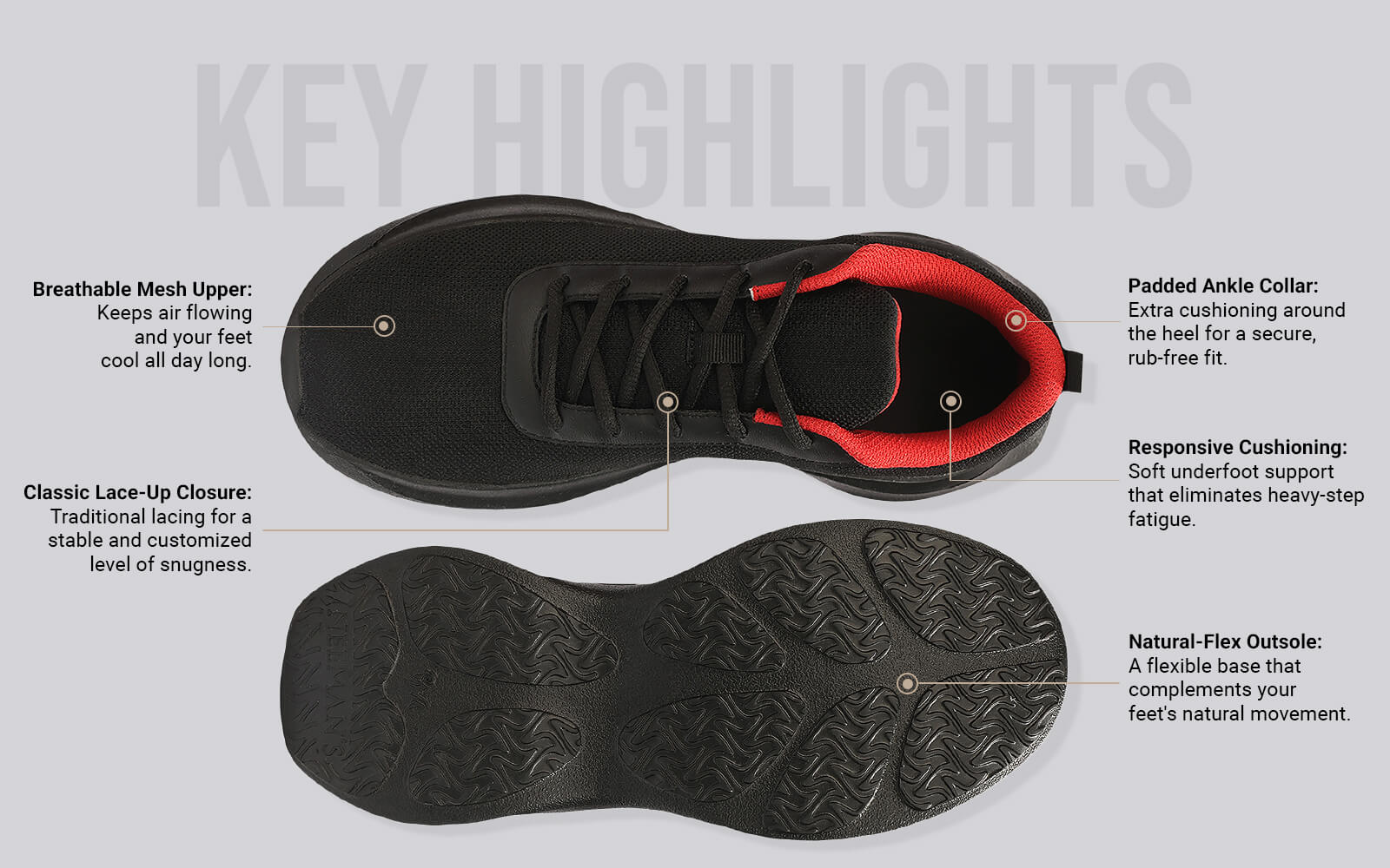 Everyday Routine Sneakers For Men : Black