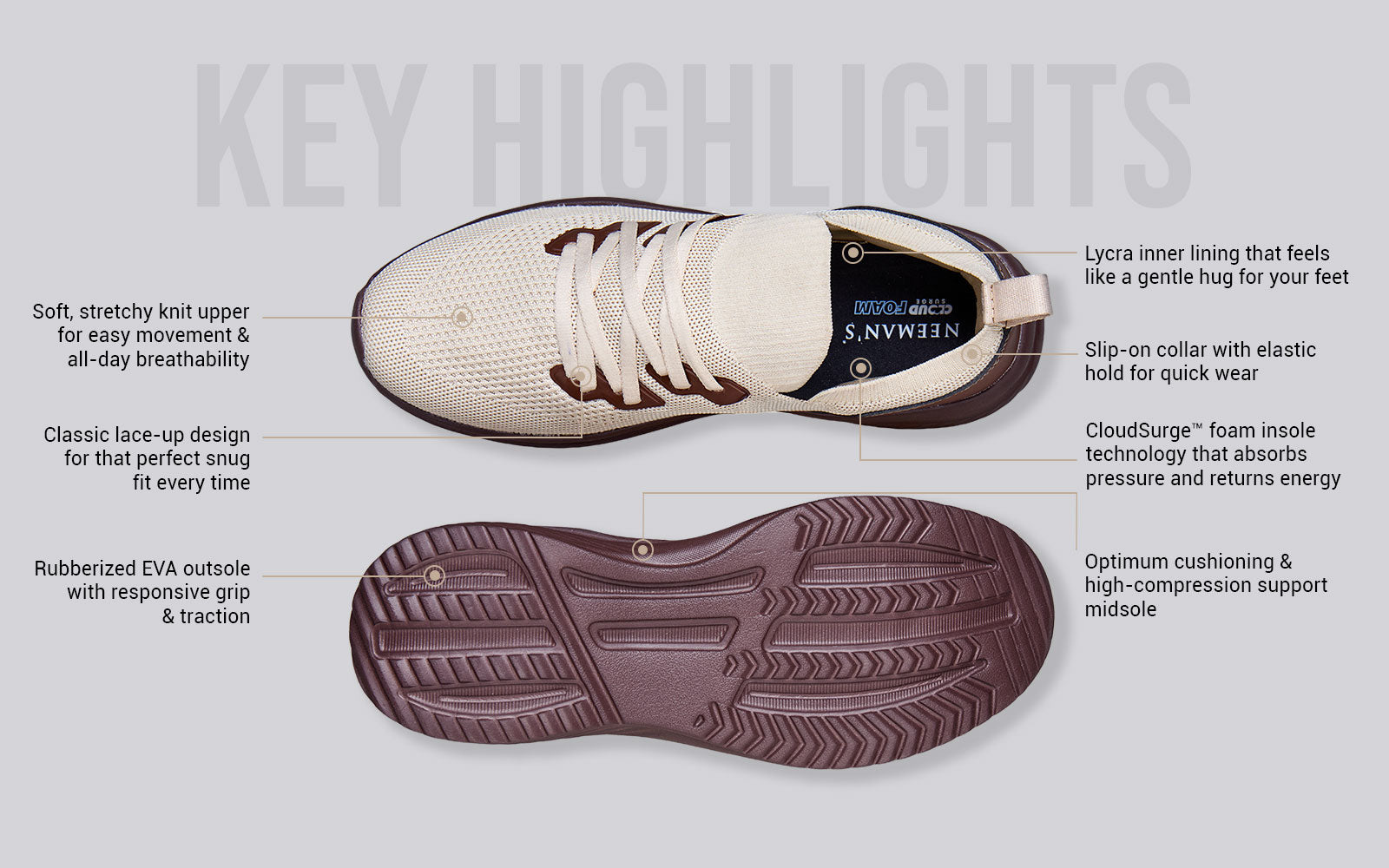 Ease Walk Snug : Ivory Brown