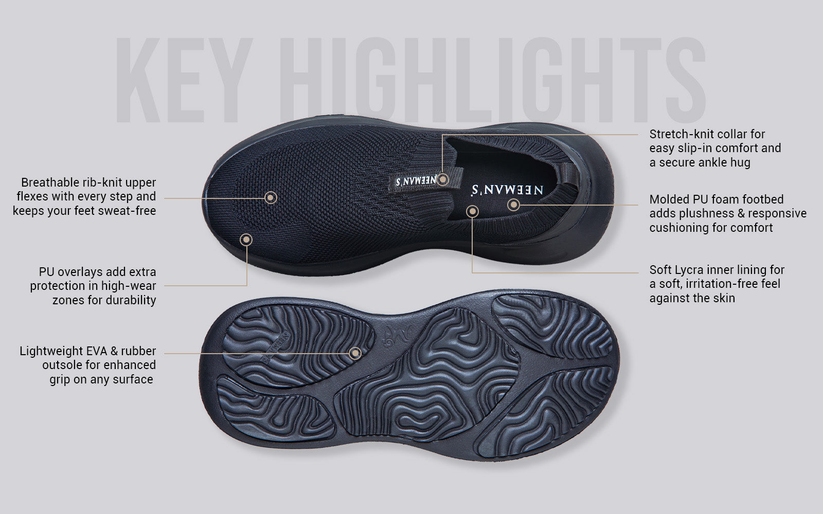 Flex Rib Slip Ons : Black
