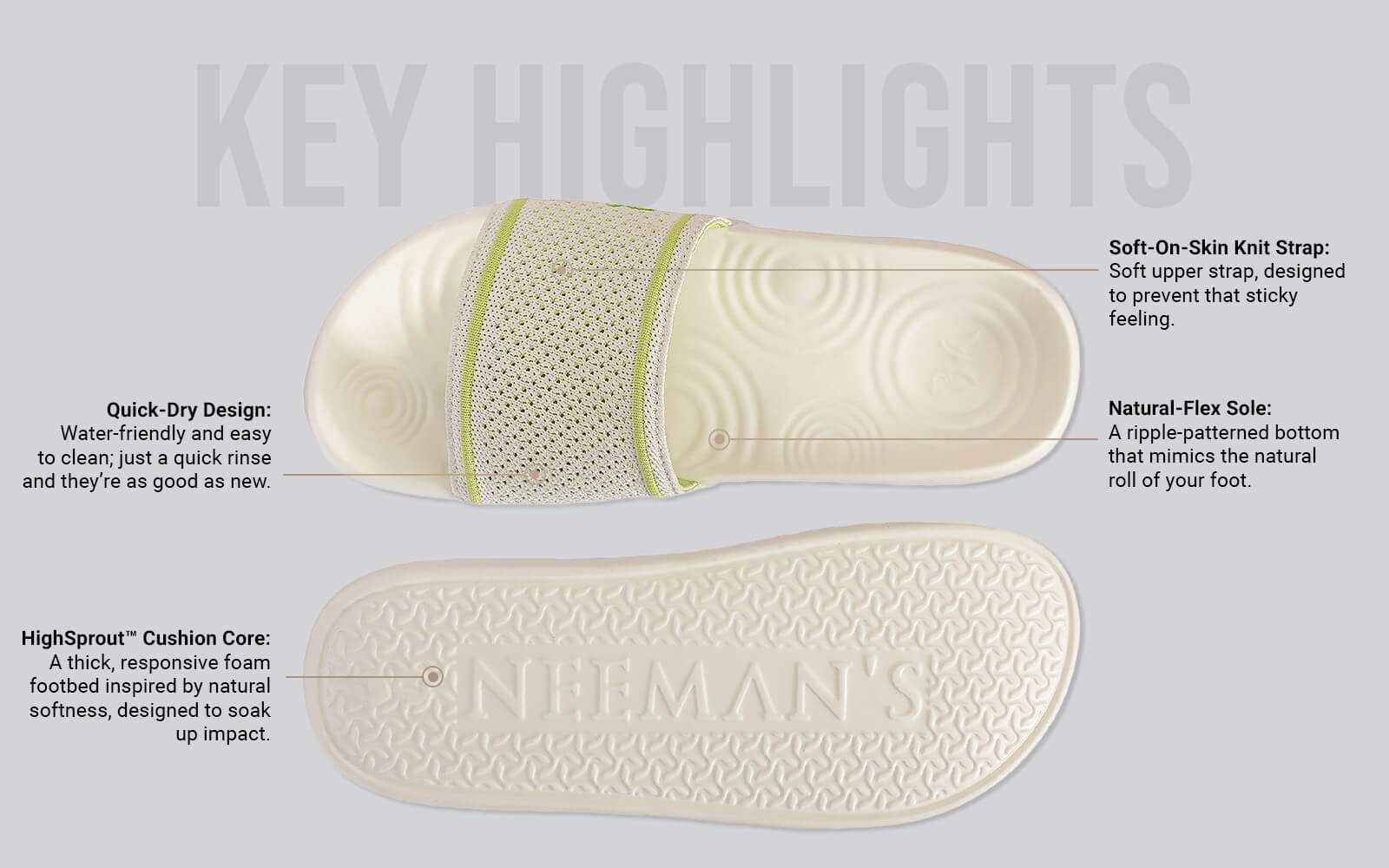 High Sprout Knitro Slides For Men : White