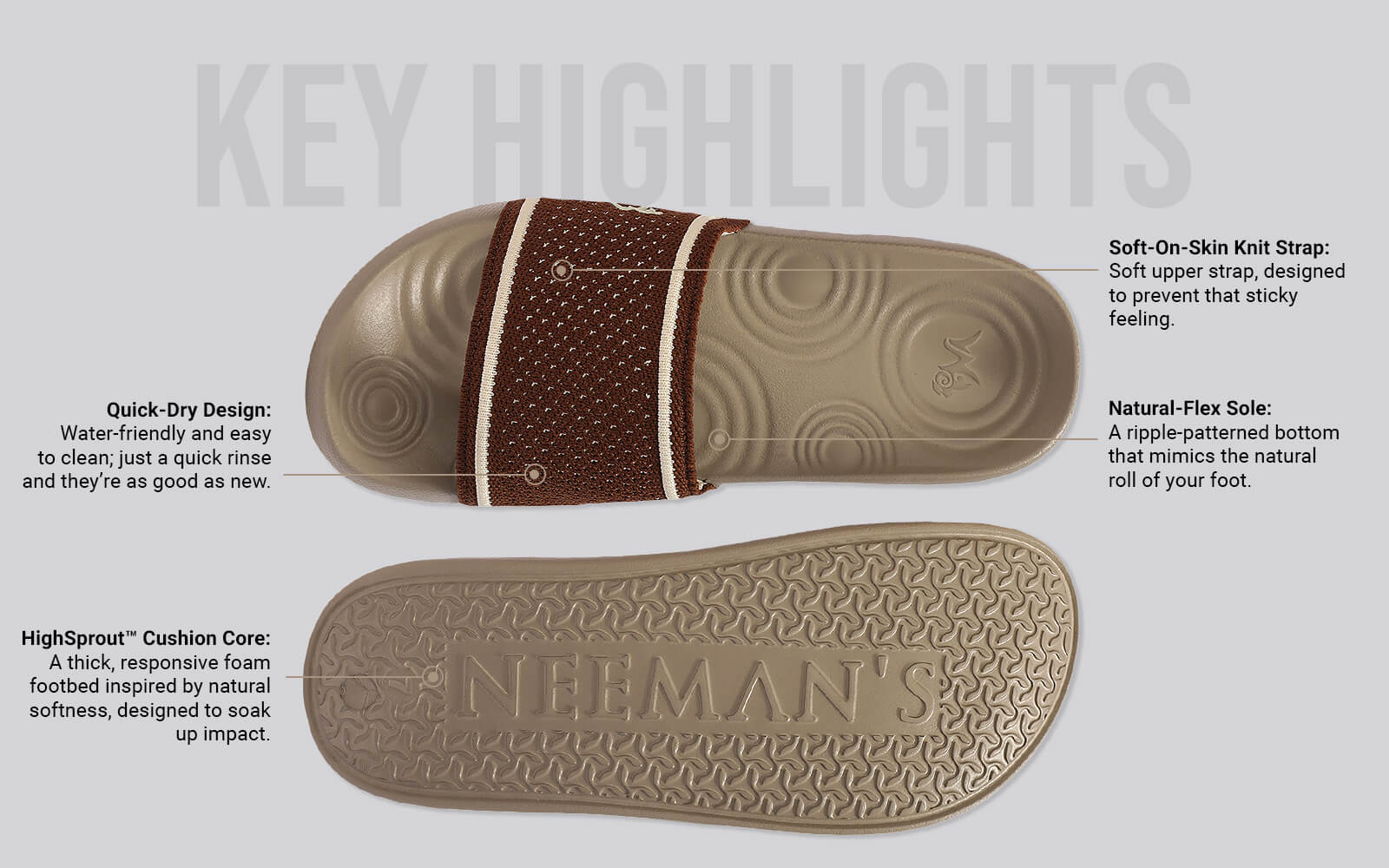High Sprout Knitro Slides For Women : Goat