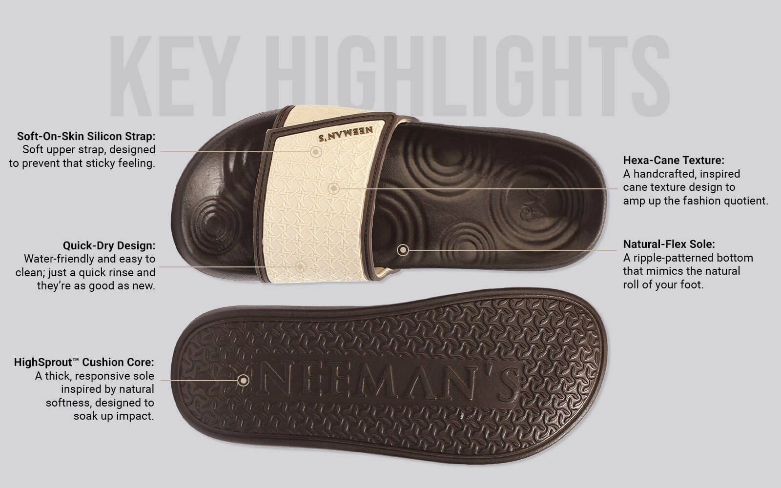 High Sprout Sensa Slides For Men : Brown
