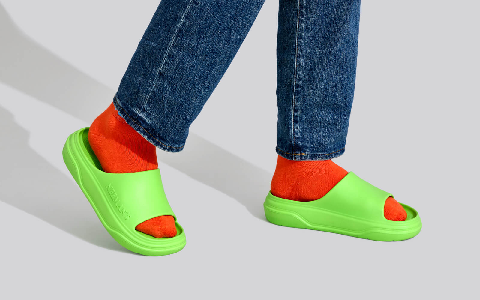 Cushers Slides For Men : Neon Green