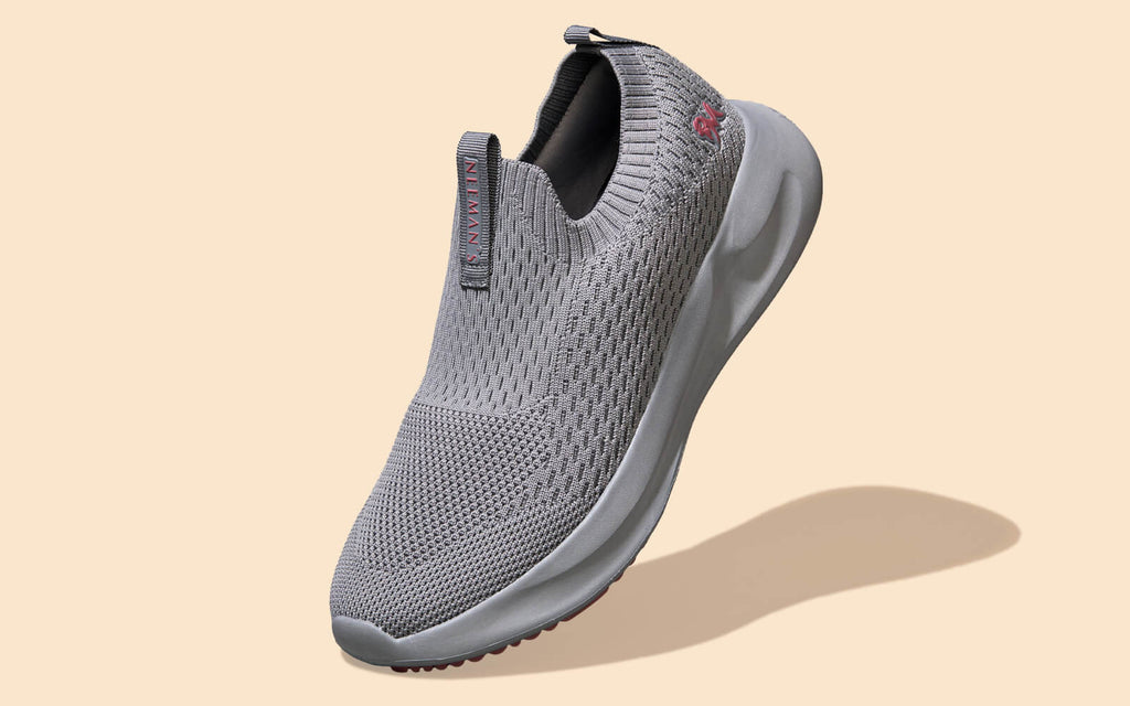 Knit Trainers For Women : Grey-Pink