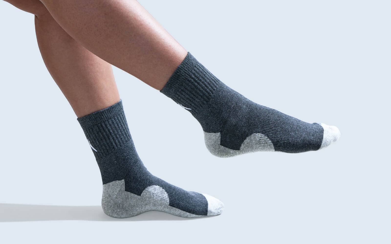 Quarter All Day Socks : Black Grey (Pack of 2)