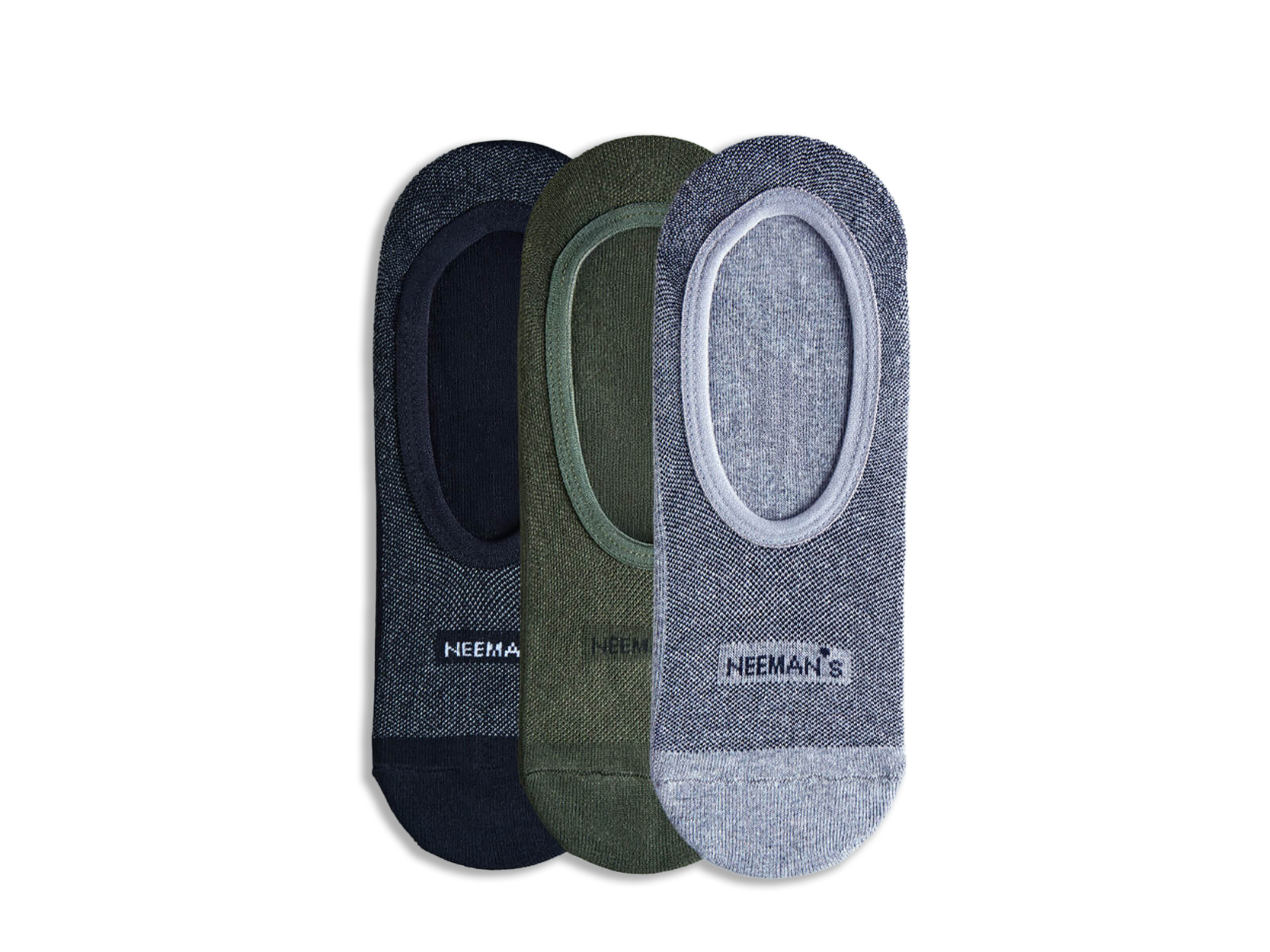 No Show Socks : Black Olive Grey (Pack of 3)